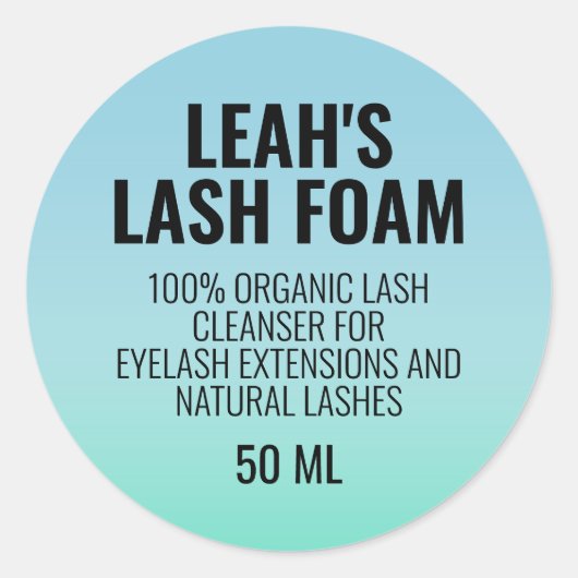 Aqua Ombre Klein Bedrijf Schoonheidsproduct Ronde Sticker (Voorkant)