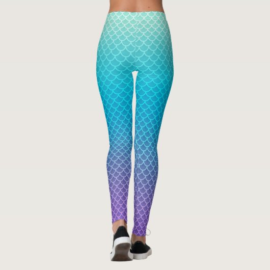 Aqua Ombre Mermaid Pattern Leggings (Achterkant)