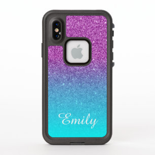 Aqua Ombre Paarse Glitter Gepersonaliseerd