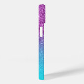 Aqua Ombre Paarse Glitter Gepersonaliseerd Case-Mate iPhone Case (Achterkant / Rechts)