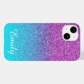 Aqua Ombre Paarse Glitter Gepersonaliseerd Case-Mate iPhone Case (Achterkant (horizontaal))