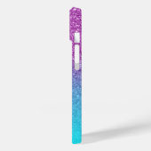 Aqua Ombre Paarse Glitter Gepersonaliseerd Case-Mate iPhone Case (Achterkant / Links)