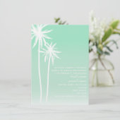 Aqua ombré palm Trees Beach Wedding Invitation Kaart (Staand voorkant)