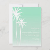 Aqua ombré palm Trees Beach Wedding Invitation Kaart (Voorkant)