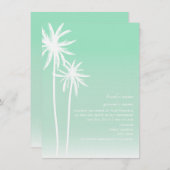Aqua ombré palm Trees Beach Wedding Invitation Kaart (Voorkant / Achterkant)