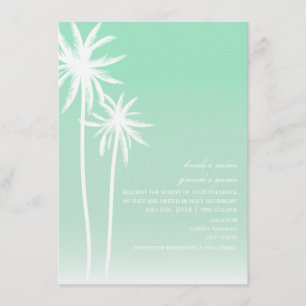 Aqua ombré palm Trees Beach Wedding Invitation Kaart