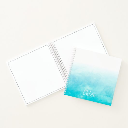 Aqua Ombre Personaliseerd Notitieboek (Binnen)