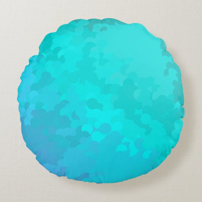 Aqua Ombre Rond Kussen (Voorkant)