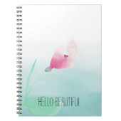 Aqua ombre roze bloem notitieboek (Voorkant)