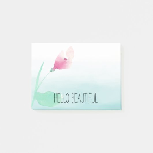 Aqua ombre roze bloem post-it® notes (Voorkant)