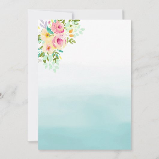 Aqua Ombre Roze Gele Bloemen (Achterkant)