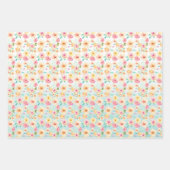 Aqua Ombre Roze Gele Bloemen Inpakpapier Vel (Voorkant 2)
