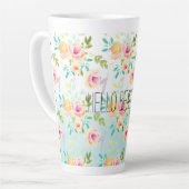 Aqua Ombre Roze Gele Bloemen Latte Mok (Linkerhoek)