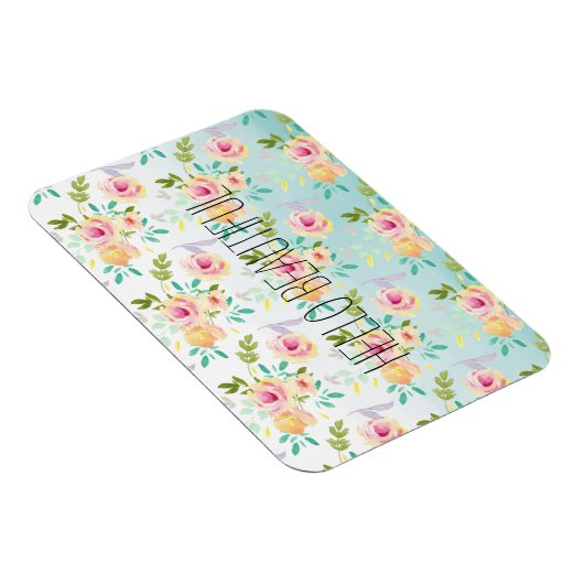 Aqua Ombre Roze Gele Bloemen Magneet (Rechterzijde)