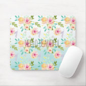 Aqua Ombre Roze Gele Bloemen Muismat (Met muis)