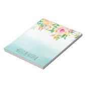 Aqua Ombre Roze Gele Bloemen Notitieblok (Linkerzijde)