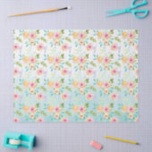Aqua Ombre Roze Gele Bloemen Tissuepapier (Craft)