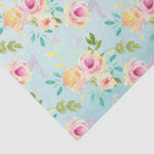 Aqua Ombre Roze Gele Bloemen Tissuepapier (Detail)