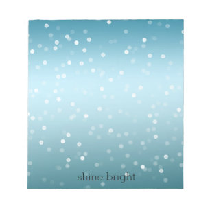Aqua Ombre White Bokeh Confetti Notitieblok