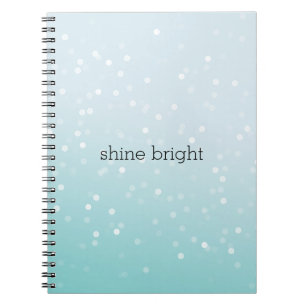 Aqua Ombre Witte Bokeh Confetti Stippen Notitieboek