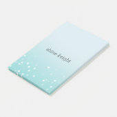 Aqua Ombre Witte Bokeh Confetti Stippen Post-it® Notes (Schuin)