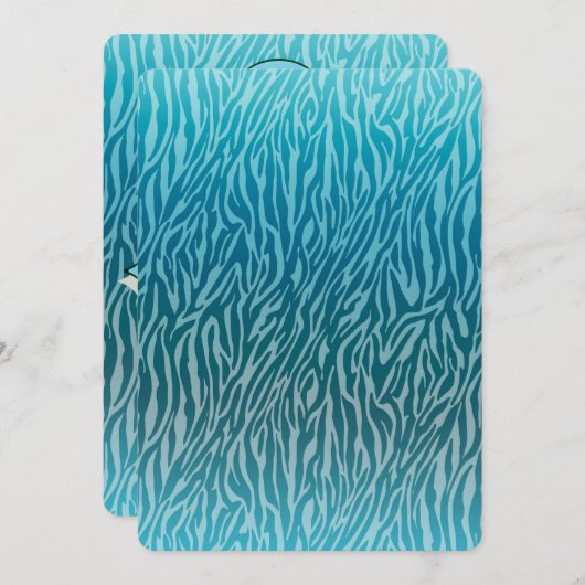 Aqua Ombre Zebra Print Baby shower Kaart (Voorkant / Achterkant)