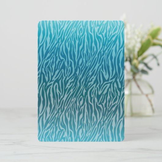 Aqua Ombre Zebra Print Baby shower Kaart (Staand voorkant)