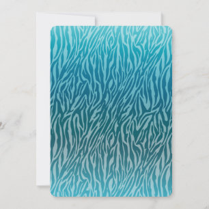 Aqua Ombre Zebra Print Baby shower Kaart