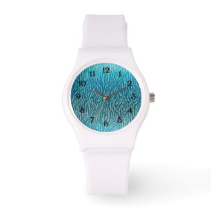 Aqua Ombre Zebra Print Horloge