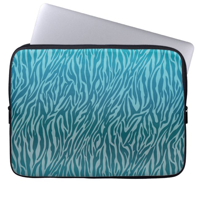 Aqua Ombre Zebra Print Laptop Sleeve (Voorkant)