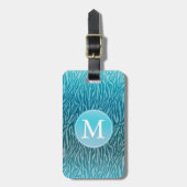 Aqua Ombre Zebra Print Monogram Bagagelabel (Voorkant verticaal)