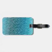 Aqua Ombre Zebra Print Monogram Bagagelabel (Achterkant horizontaal)