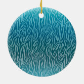 Aqua Ombre Zebra Print Monogram Keramisch Ornament (Achterkant)