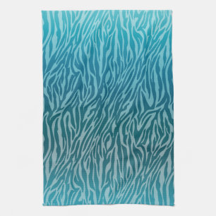 Aqua Ombre Zebra Print Theedoek