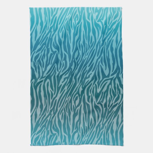 Aqua Ombre Zebra Print Theedoek (Verticaal)