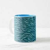 Aqua Ombre Zebra Print Tweekleurige Koffiemok (Voorkant links)
