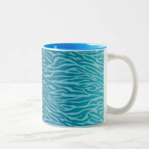 Aqua Ombre Zebra Print Tweekleurige Koffiemok