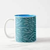Aqua Ombre Zebra Print Tweekleurige Koffiemok (Links)