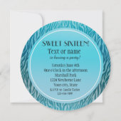 Aqua Ombre Zebra Print Zoet Zestien Kaart (Achterkant)