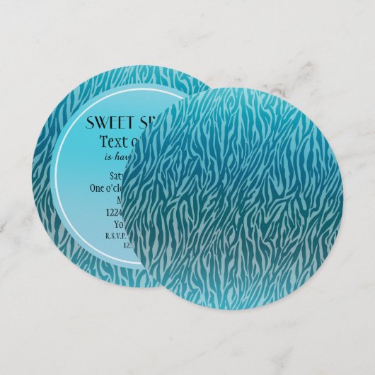 Aqua Ombre Zebra Print Zoet Zestien Kaart (Voorkant / Achterkant)