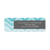 Aqua Ombre Zig Zag Chevron Patroon Etiket (Voorkant)