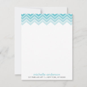 Aqua Ombre Zig Zag Chevron Pattern Note Cards Notitiekaartje