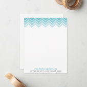 Aqua Ombre Zig Zag Chevron Pattern Note Cards Notitiekaartje (Voorkant / Achterkant in situ)