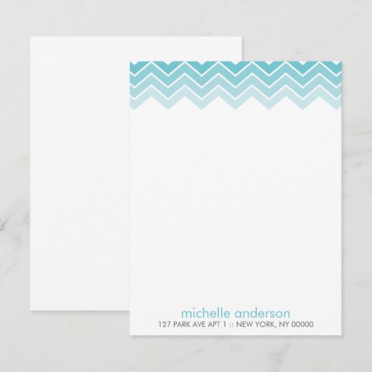 Aqua Ombre Zig Zag Chevron Pattern Note Cards Notitiekaartje (Voorkant / Achterkant)