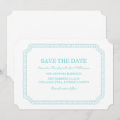 Aqua Omcirkelde Ticket Save the Date Uitnodiging (Voorkant / Achterkant)