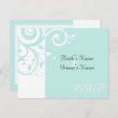 Aqua omgekeerde werveling bruiloft matching RSVP (Voorkant / Achterkant)