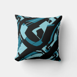 Aqua on Black Bold Diagonaal Vormt Art Design Kussen
