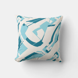 Aqua on Gebroken wit Vetgedrukte Diagonale Vormen Kussen