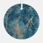 Aqua Onyx Marmer: Ontwerp met hoge resolutie. Glas Ornament (Achterkant)