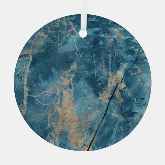 Aqua Onyx Marmer: Ontwerp met hoge resolutie. Glas Ornament (Achterkant)